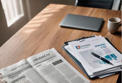 Mesa con periódicos